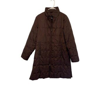 NWOT Anne Klein Brown Quilted Down Coat Womens Size L